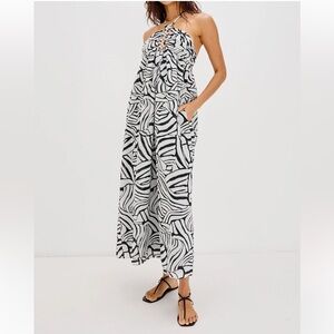 Rails x LSpace cotton Pallazo playa Blanca Halter Maxi Dress